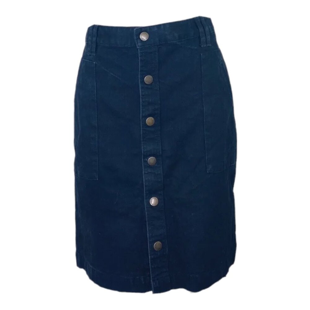 Tommy Hilfiger Y2K Denim Skirt 90s Vintage Button Close Womens SZ 14 Black Jean - Picture 2 of 12